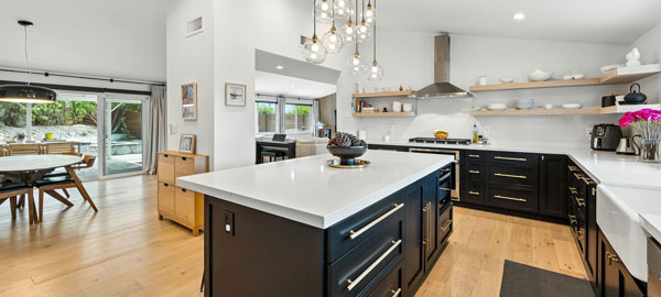 an open plan kitchen