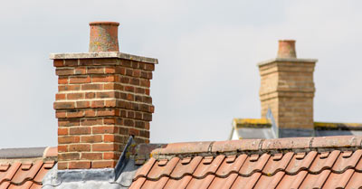 A chimney on a roof