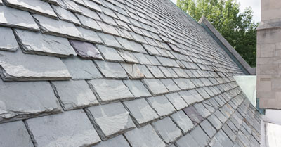 A close up of roof tiles